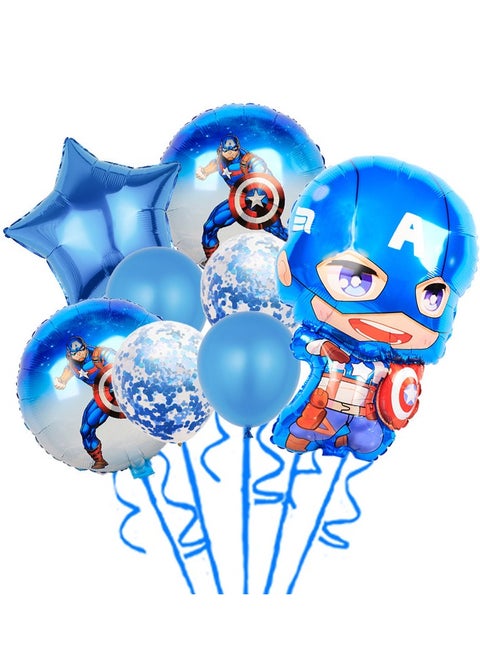8pcs captain cartoon character anime balloon set for party supply cartoon superhero theme birthday party decoration marvel avenger themed balloon kit