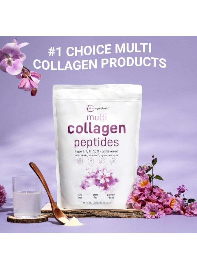 Micro Ingredients Original Multi Collagen Peptides Powder, 1 Pound (16 Ounce) - Type I,II,III,V,X with Biotin 10,000mcg, Hyaluronic Acid, Vitamin C - Unflavored - Keto & Paleo Friendly, Easy Dissolve, Non-GMO, Gluten Free - Packs - Image 5