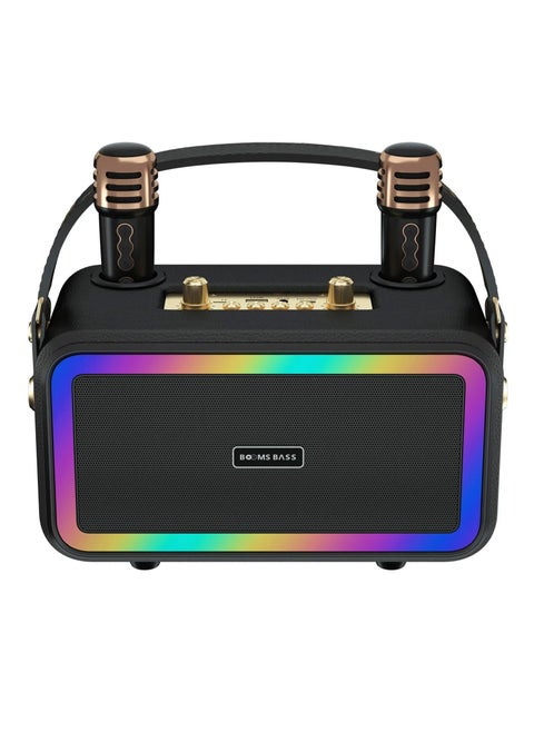 Karaoke Mic Speaker Set with LED Lights - Wireless Bluetooth Dual Microphone Karaoke Speaker