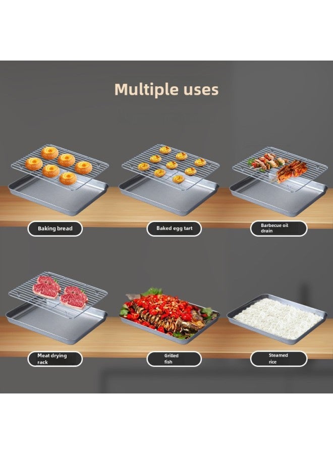 Japanese Style Flat Bottom 304 Stainless Steel Grill Net Square Dish Draining Tray Special For Oven Grilling Oil Draining Dish Plate-Specifications:22*17.5*2.5cm-Color:201 Grilling Net - Image 4