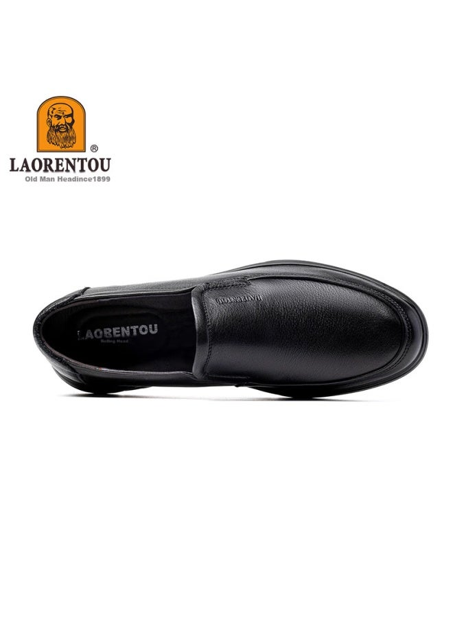 Laorentou Business Casual Leather Shoes For Men, Spring Cowhide Loafers, Formal Shoes, Wedding Dad Shoes, La11080, Black, Size 40 - Image 2