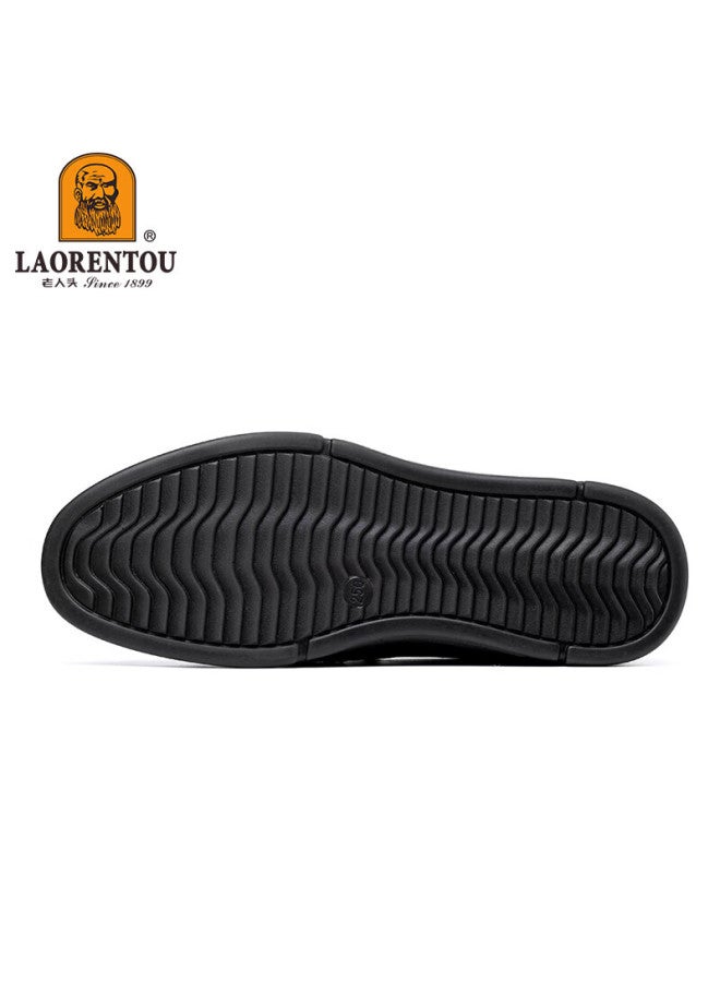 Laorentou Business Casual Leather Shoes For Men, Spring Cowhide Loafers, Formal Shoes, Wedding Dad Shoes, La11080, Black, Size 40 - Image 3
