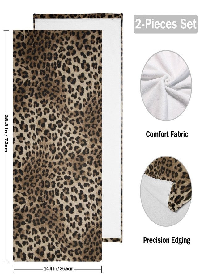 COVASA Brown Leopard Hand Towels for Bathroom,2 Pack Black Cheetah Kitchen Towels 14"x28" Soft Absorbent Wild Savannah Animal Print Bath Towels Decorative Bathroom Towels for Guest,Face,Shower,Gym - Image 2