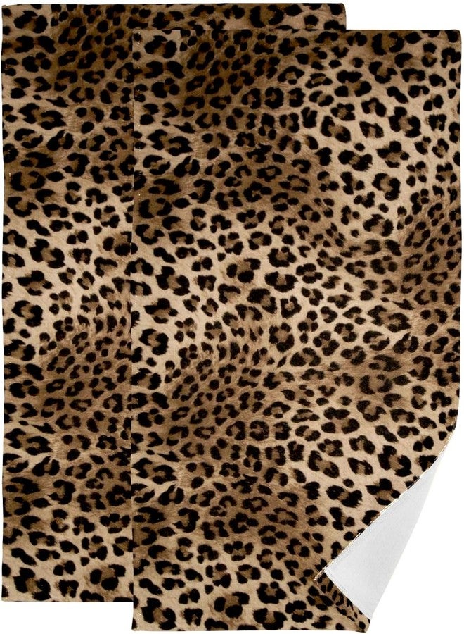 COVASA Brown Leopard Hand Towels for Bathroom,2 Pack Black Cheetah Kitchen Towels 14"x28" Soft Absorbent Wild Savannah Animal Print Bath Towels Decorative Bathroom Towels for Guest,Face,Shower,Gym - Image 1
