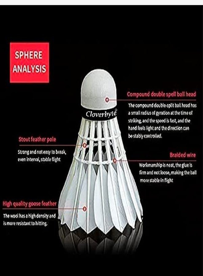 CLOVERBYTE White Feather Wings Badminton Shuttles Light Weight Feather Shuttle - (White 10 pc) - Image 3