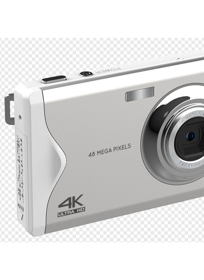 Generic E-Commerce Chinese Version 48 Million Pixel HD Student Ordinary Digital Camera Home Selfie Card Machine XF4K-Body Color:Standard English Silver White  - Image 5