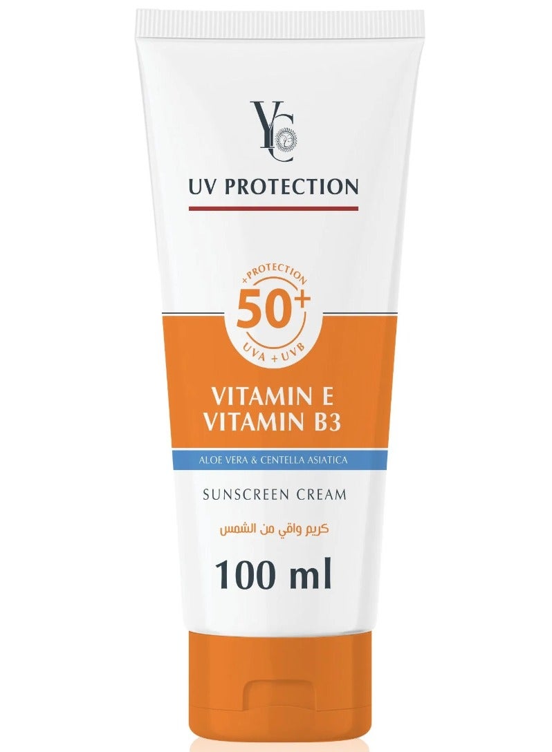 واي سي كريم واقي من الشمس بخلاصة الصبار ونبات السنتيلا اسياتيكا للحماية من الأشعة فوق البنفسجية +50 - 100 مل