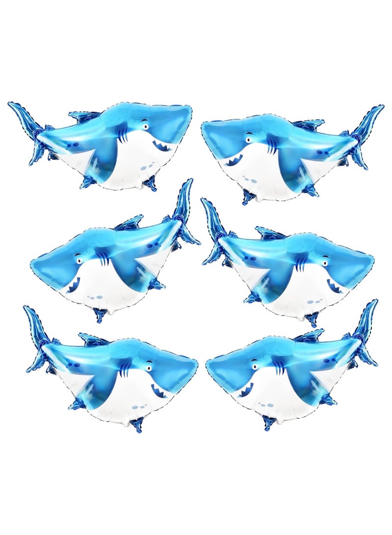 KATCHON Shark Mylar Balloon for Birthday Party - 38 Inch, Pack of 6 Baby Shark Balloons for Shark Birthday - Image 1