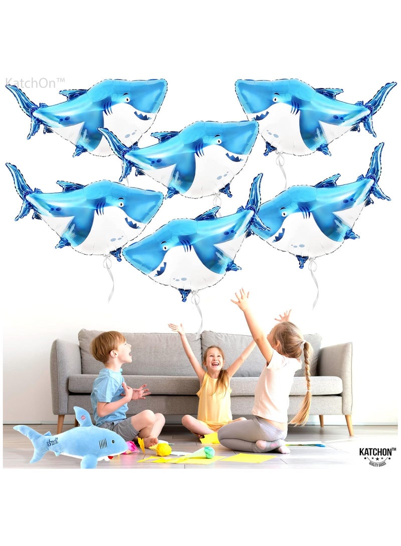 KATCHON Shark Mylar Balloon for Birthday Party - 38 Inch, Pack of 6 Baby Shark Balloons for Shark Birthday - Image 3