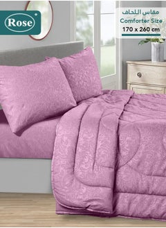 Rose ROSE Luxurious Flory Comforter, Premium Cotton Alternative Microfiber, Set of 4 pieces, Super Soft Cozy Breathable Cooling Lightweight, Extra Twin size 260x170 cm, Opera Mauve  - Image 2