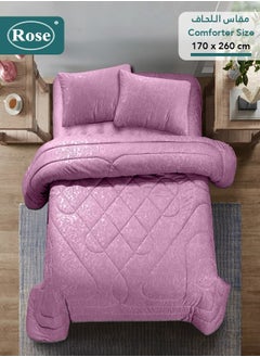 Rose ROSE Luxurious Flory Comforter, Premium Cotton Alternative Microfiber, Set of 4 pieces, Super Soft Cozy Breathable Cooling Lightweight, Extra Twin size 260x170 cm, Opera Mauve  - Image 3