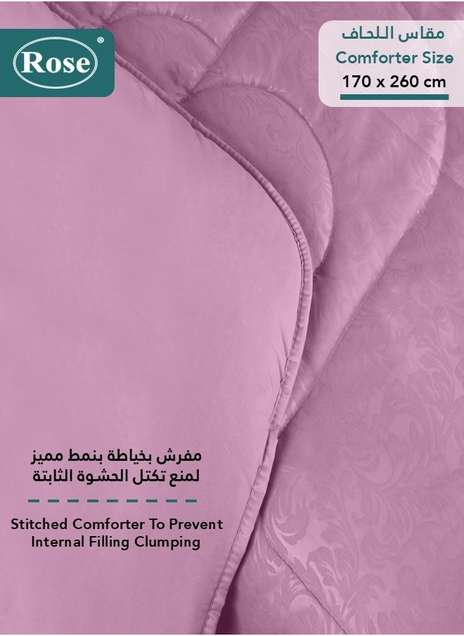 Rose - ROSE Luxurious Flory Comforter, Premium Cotton Alternative Microfiber, Set of 4 pieces, Super Soft Cozy Breathable Cooling Lightweight, Extra Twin size 260x170 cm, Opera Mauve - Image 1