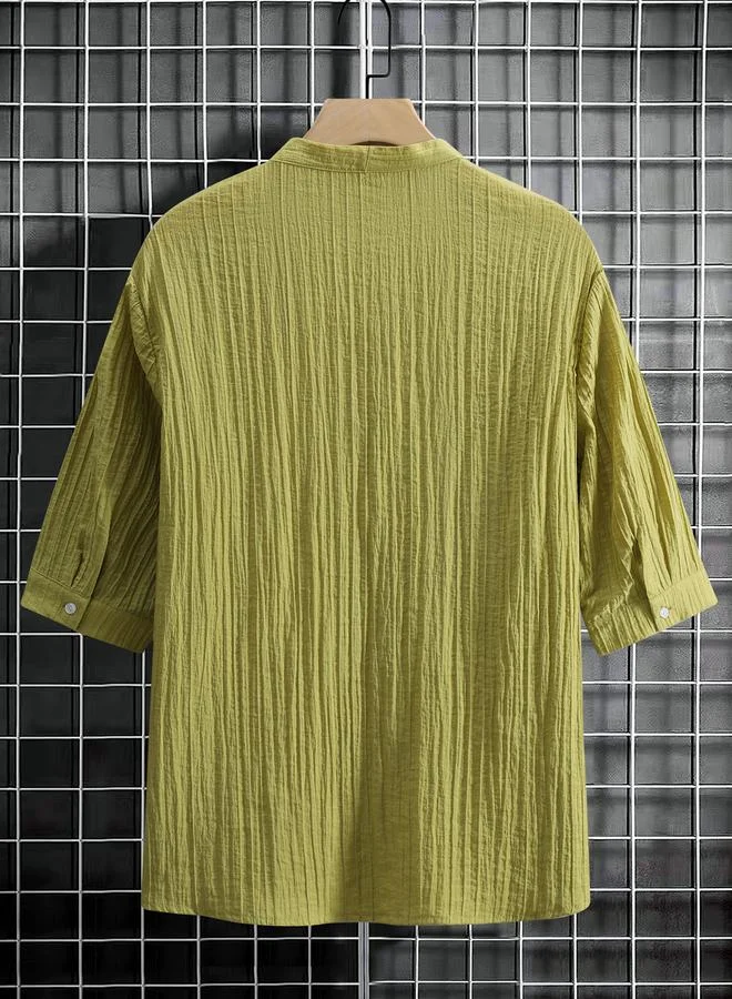 تايك تو Men Plus Size Tie-Front Casual Shirt