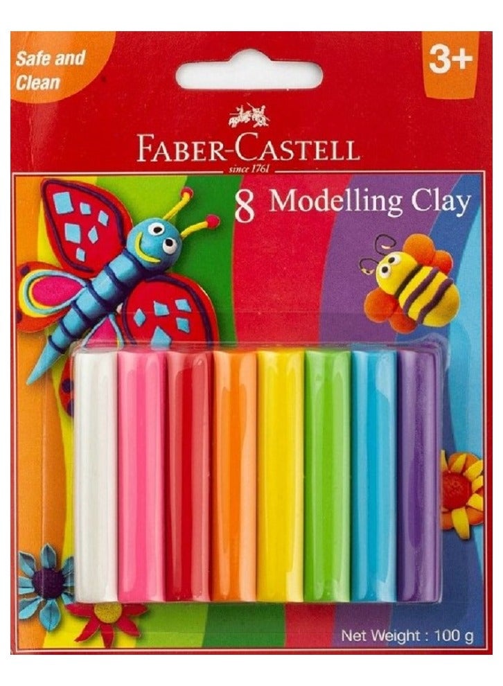 FABER-CASTELL Clay Set – 8 Colors for Kids Modeling 100g no.120891 - Image 1