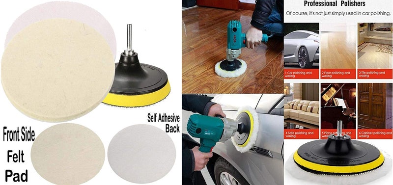 DIY Crafts With+ 1x Felt Pad, 1"inch Kit, 2 Pcs, Gross Polishing Buffing Pad Kit Polisher Drill Adapter Car Polish Sponge Wheel Kit Car Wash Cleaning Tools Cleaning f (With+ 1x Felt Pad, 1"inch Kit) - Image 3