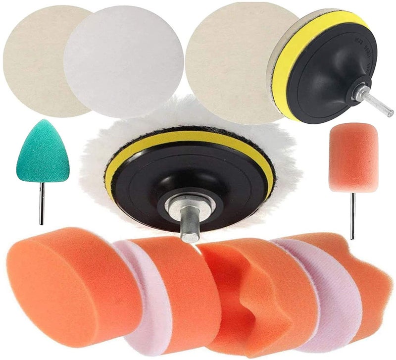 DIY Crafts With+ 1x Felt Pad, 1"inch Kit, 2 Pcs, Gross Polishing Buffing Pad Kit Polisher Drill Adapter Car Polish Sponge Wheel Kit Car Wash Cleaning Tools Cleaning f (With+ 1x Felt Pad, 1"inch Kit) - Image 1