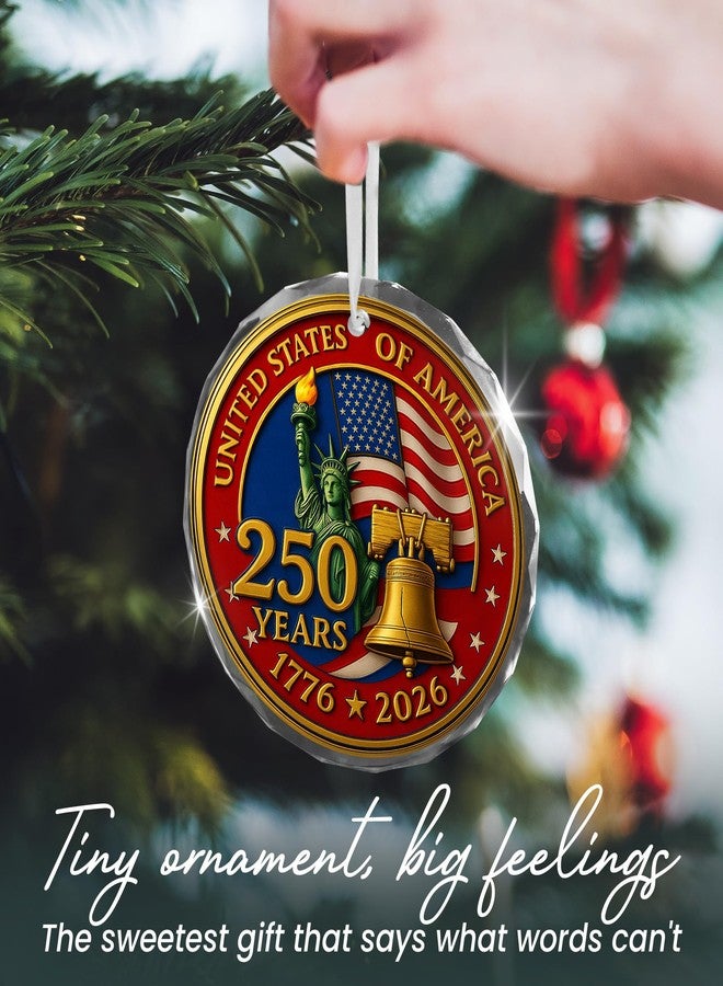 FLAGWIX USA Anniversary Ornament - American Independence Bicentennial Crystal Decoration with Liberty Bell & Statue of Liberty - Image 4