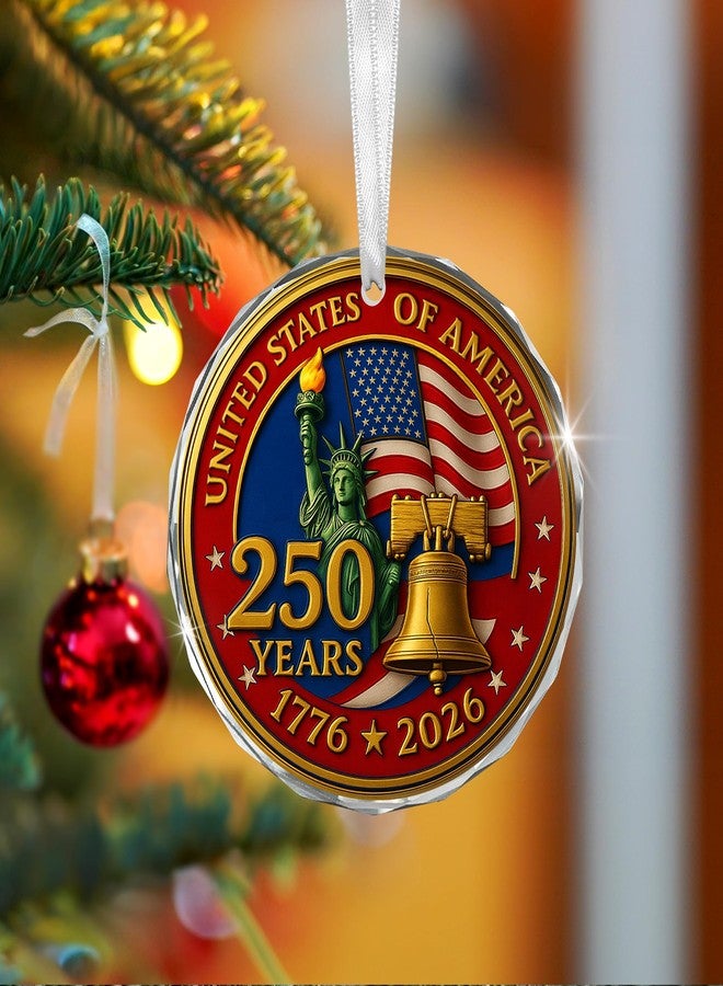 FLAGWIX USA Anniversary Ornament - American Independence Bicentennial Crystal Decoration with Liberty Bell & Statue of Liberty - Image 5