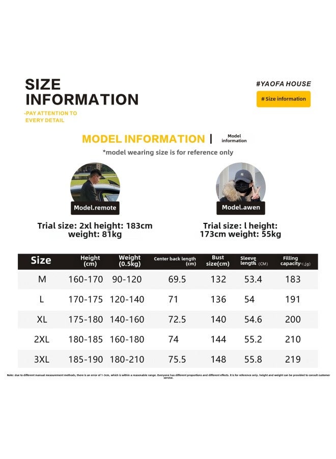 ["zero Pressure" Stand Collar Couple Bread Down Jacket] Remote Hair Clothing Winter New Casual Warm Coat 88-Specifications:L (recommended Weight 60-70kg )-Color:Black - Image 2