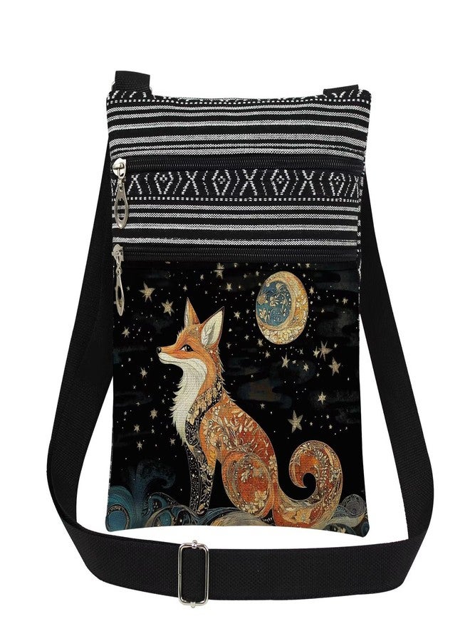 XiaoGalaee Fox Art Print Crossbody Bag Adjustable Unisex Shoulder Bag for Christmas Birthday Gifts Celestial Night Sky Design with Stars & Moon Messenger Bags - Image 1