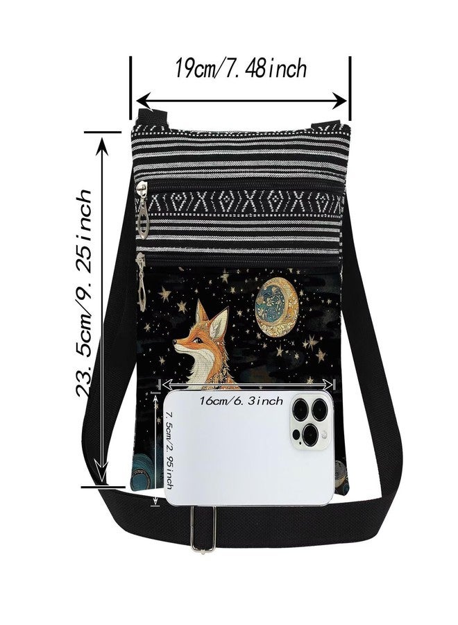 XiaoGalaee Fox Art Print Crossbody Bag Adjustable Unisex Shoulder Bag for Christmas Birthday Gifts Celestial Night Sky Design with Stars & Moon Messenger Bags - Image 4