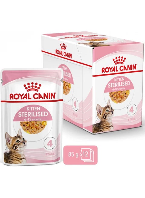 Royal Canin Kitten sterilised jelly wet food for kittens 12X85g