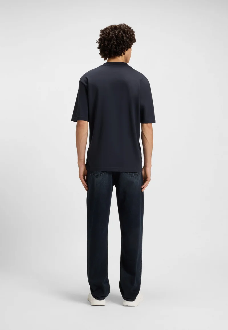 HUGO Cotton-jersey T-shirt with blue logo patch