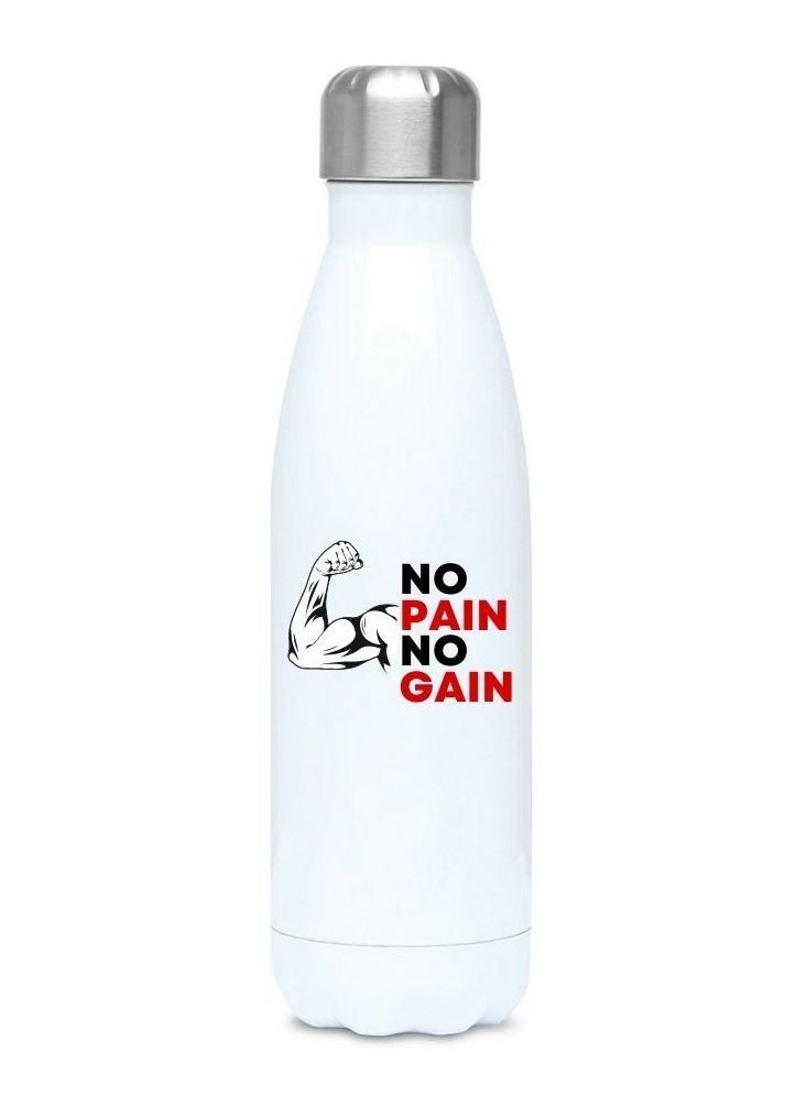 MEC - No Pain No Gain Gym Printed Water Bottle Flask Water Bottle For Kids Insulated Water Container Stainless Steel & Vacuum Kids Flask Leak Proof Flex Cap Sports Water Bottle 17 OZ - Image 1