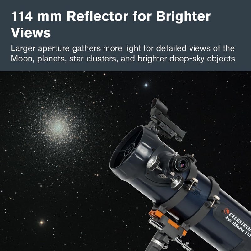 سلسترون تلسكوب سيليسترون 31042 AstroMaster 114EQ من نوع نيوتنيان، باللون الأزرق الداكن. - Image 5