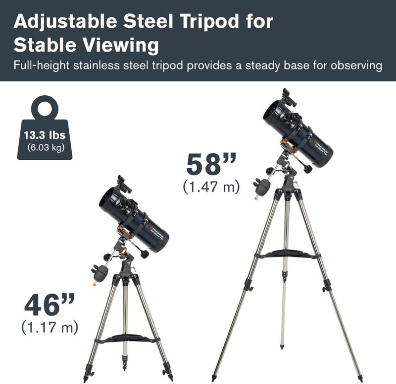 سلسترون تلسكوب سيليسترون 31042 AstroMaster 114EQ من نوع نيوتنيان، باللون الأزرق الداكن. - Image 4