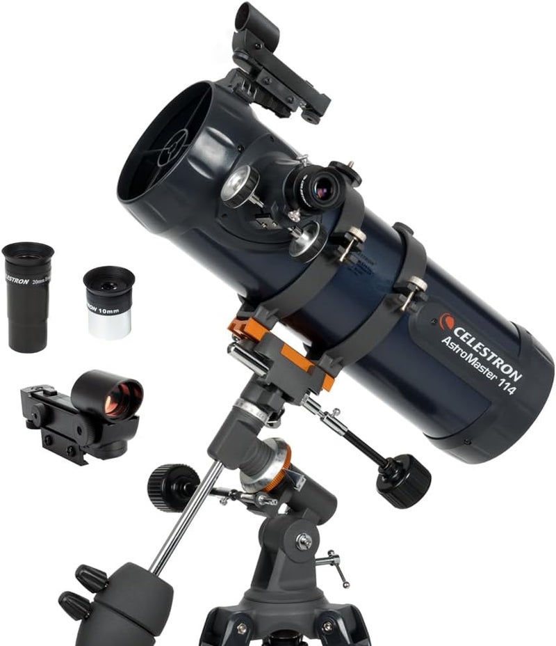 سلسترون تلسكوب سيليسترون 31042 AstroMaster 114EQ من نوع نيوتنيان، باللون الأزرق الداكن. - Image 1