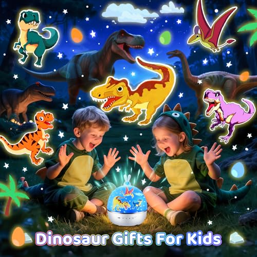 One Fire Dinosaur Night Light Projector, with 15 Films & Bluetooth Music and Remote-Controlled Dino Night Light, Rechargeable Star Projector for Kids, Dino Decor Dinosaur Gifts for Boys. - Image 3