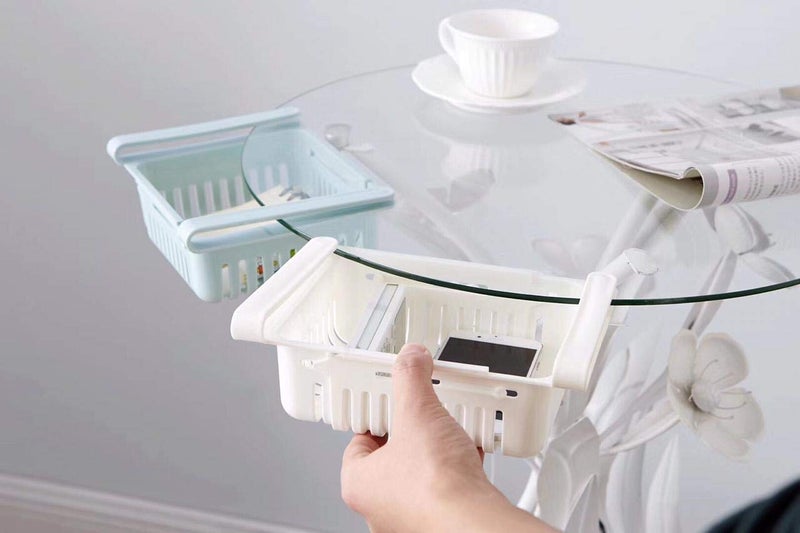 Kuber Industries 4 Pieces Adjustable Fridge Storage Basket Under Shelf Fridge Organiser Rack Space Saver Refrigerator Sliding Drawers (Multi)-KUBMART1678 - Image 4