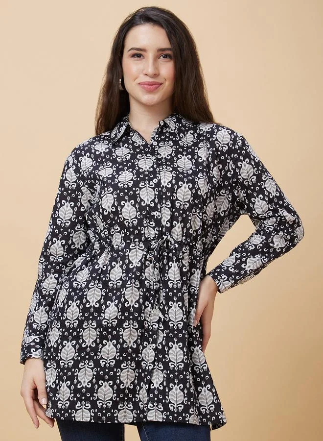 جلو باص بلوزة تونيك بتفاصيل ربطة