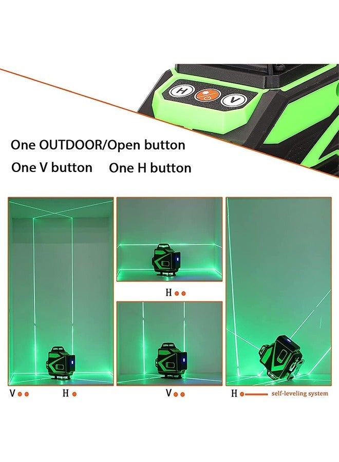 S-Color 16 Lines Green Laser Level Pro 4x360° 4D Green Cross Line Professional Laser for Construction,Two 360° Vertical and Two 360° Horizontal Laser Level Pulse Mode & Remote Controller - Image 5