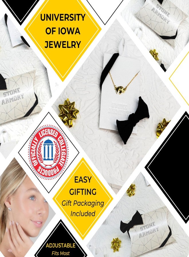 Stone Armory Iowa Hawkeye Gifts - 18K Gold Plated Necklace - Hypoallergenic, Adjustable 16-20in - Iowa Hawkeye Women's Jewelry - Image 2
