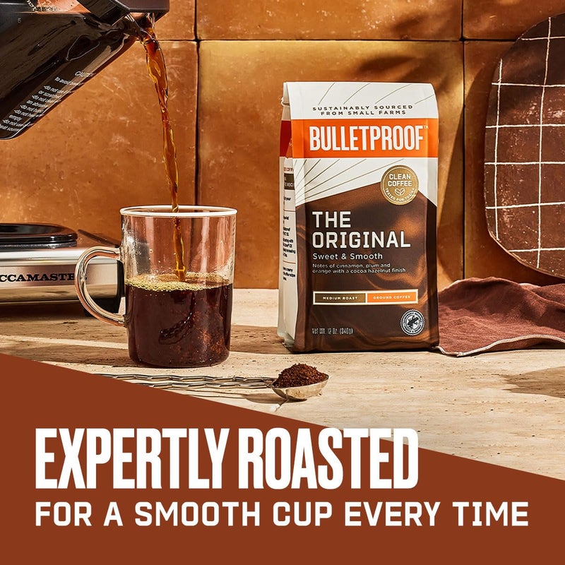 Bulletproof Original Medium Roast Ground Coffee, 12 Ounces, 100% Arabica Coffee, Clean Coffee Tested for Toxins, Packaging May Vary - Image 4
