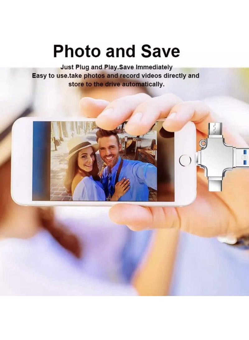 4 in 1 Mini Universal Portable OTG to USB Micro SD Multiple Memory Card Reader Adapter USB Card compatible with Lightning Micro Type C Reader for iOS, Android, Samsung, Tablets, iPhone, iPad, MacBook - Image 2