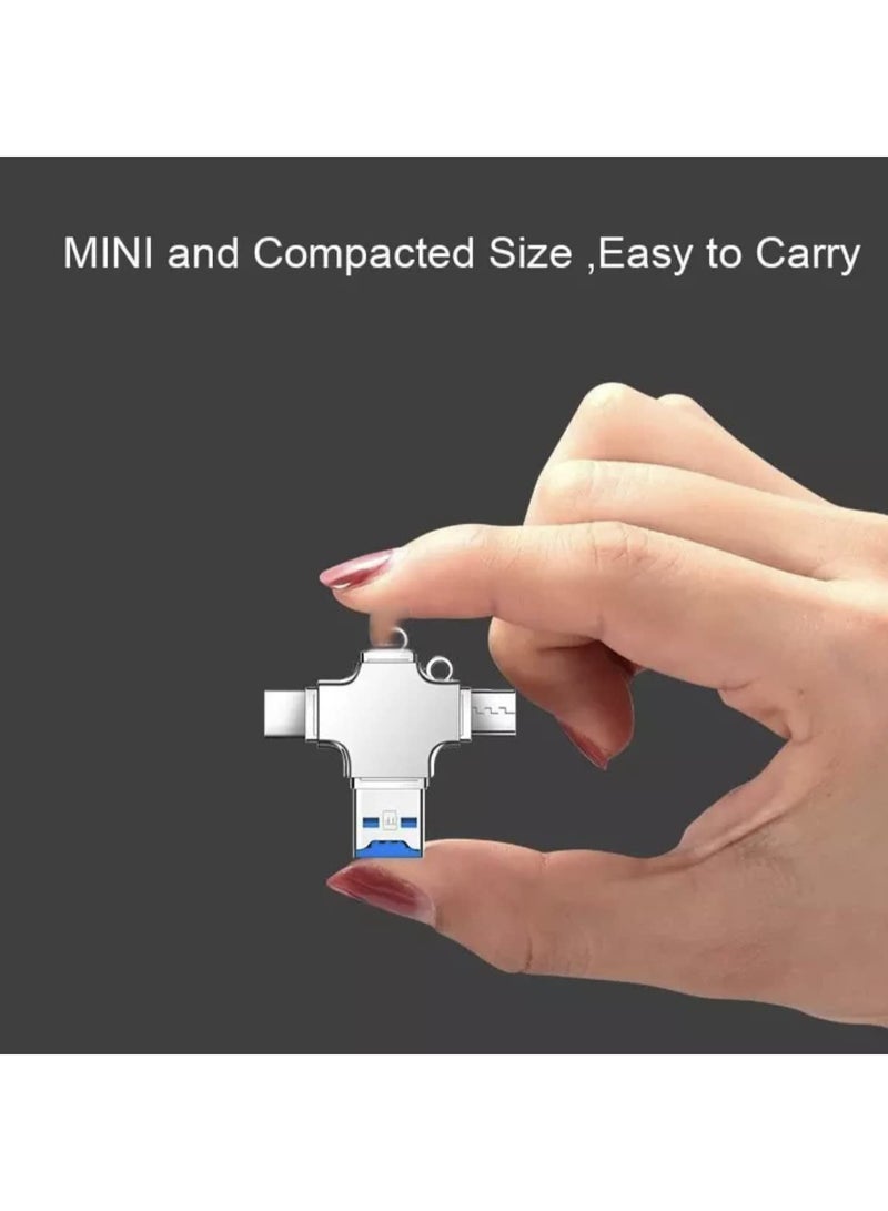 4 in 1 Mini Universal Portable OTG to USB Micro SD Multiple Memory Card Reader Adapter USB Card compatible with Lightning Micro Type C Reader for iOS, Android, Samsung, Tablets, iPhone, iPad, MacBook - Image 4
