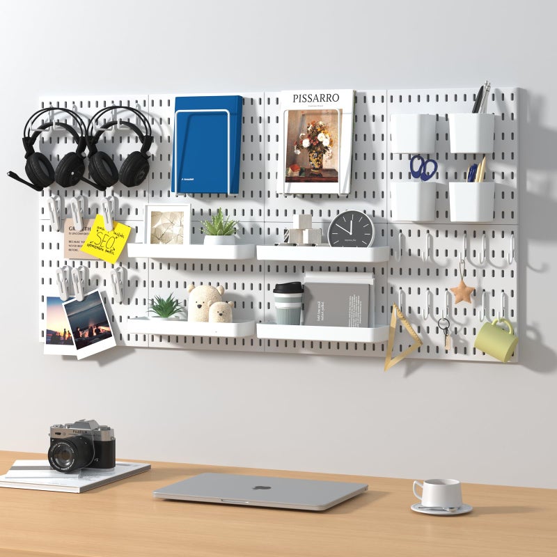 VEOFEMLEA Pegboard Combination Kit, 8 Peg Boards and 30 Accessories Modular Hanging Black Pegboard for Walls, Office Wall Organizer, Keys Holder on Wall, Nursery Storage, 44"x22" Black - Image 2
