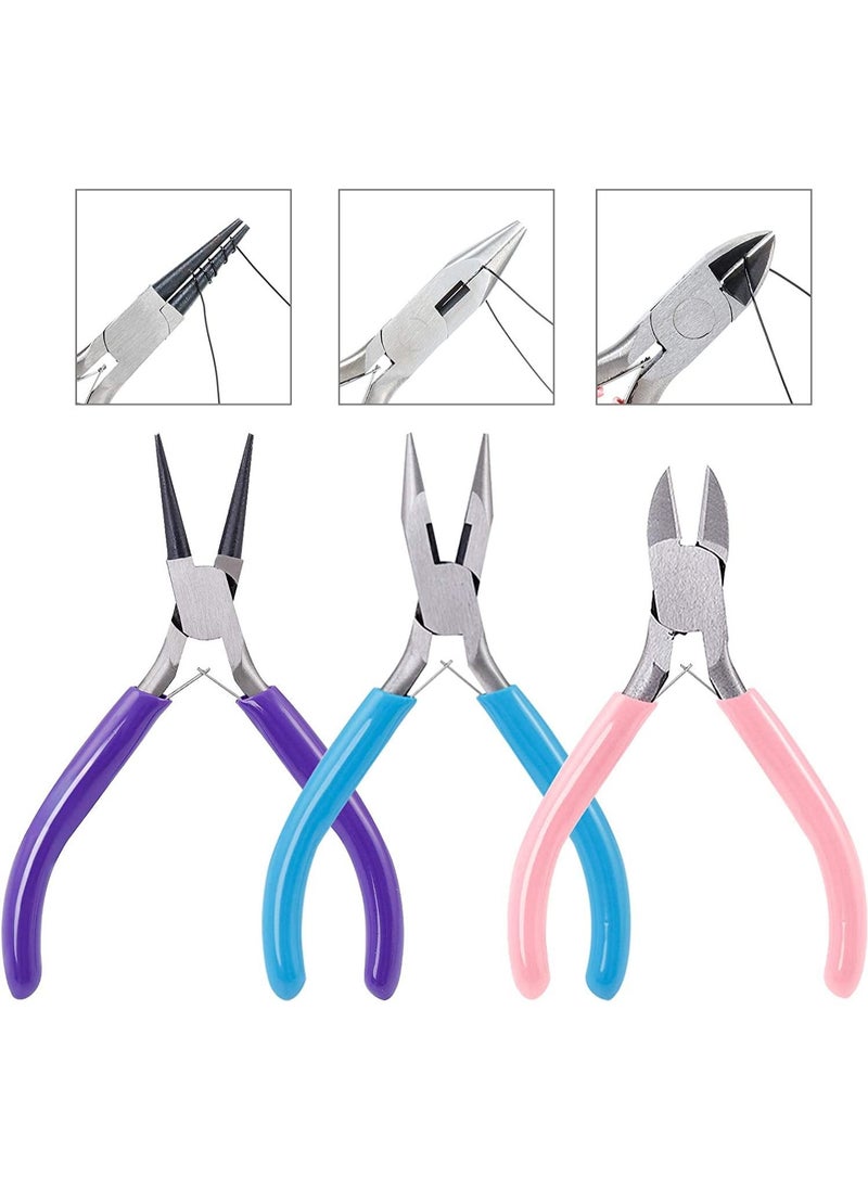 ECVV 3pcs Jewelry Pliers Wire Cutter Pliers Needle Nose Pliers for Home Jewellery Making Wire Wrapping DIY Crafts  - Image 1