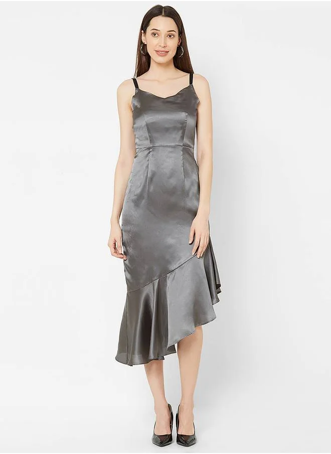 Mish Asymmetric Hem Strappy Midi Dress by Styli