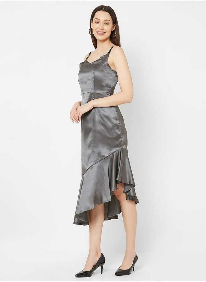 ميش Asymmetric Hem Strappy Midi Dress