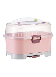MIXDE Baby Bottle Drying Rack Storage, Large Nursing Bottle Storage Box Organizer with Cover, Portable Kitchen Cabinet Organizer, Easy to Clean Drainer, Durable countertop Dryer Pink  - Image 1