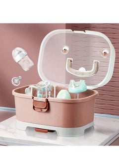MIXDE Baby Bottle Drying Rack Storage, Large Nursing Bottle Storage Box Organizer with Cover, Portable Kitchen Cabinet Organizer, Easy to Clean Drainer, Durable countertop Dryer Pink  - Image 2