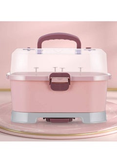 MIXDE Baby Bottle Drying Rack Storage, Large Nursing Bottle Storage Box Organizer with Cover, Portable Kitchen Cabinet Organizer, Easy to Clean Drainer, Durable countertop Dryer Pink  - Image 3