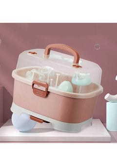 MIXDE Baby Bottle Drying Rack Storage, Large Nursing Bottle Storage Box Organizer with Cover, Portable Kitchen Cabinet Organizer, Easy to Clean Drainer, Durable countertop Dryer Pink  - Image 5