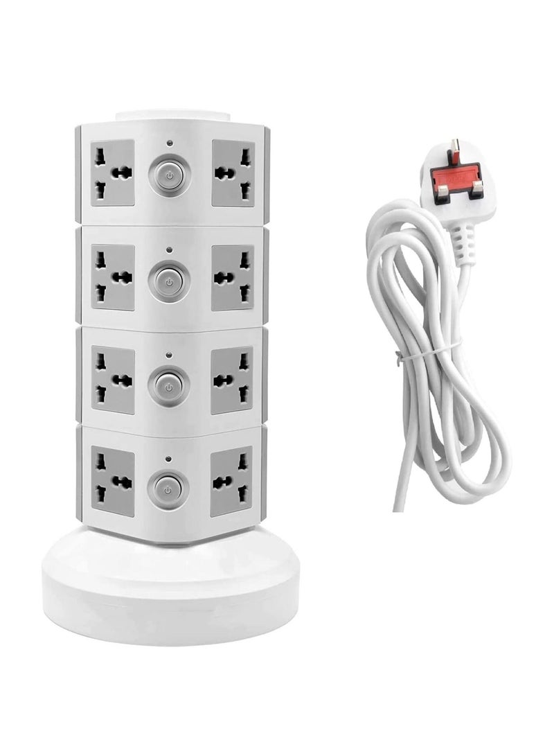 Universal Vertical 220V Multi Socket Tower Extension Electrical Outlet Lead with USB Ports 3M Cord and UK-Plug Power Strip Multi Charging Station  - Image 4
