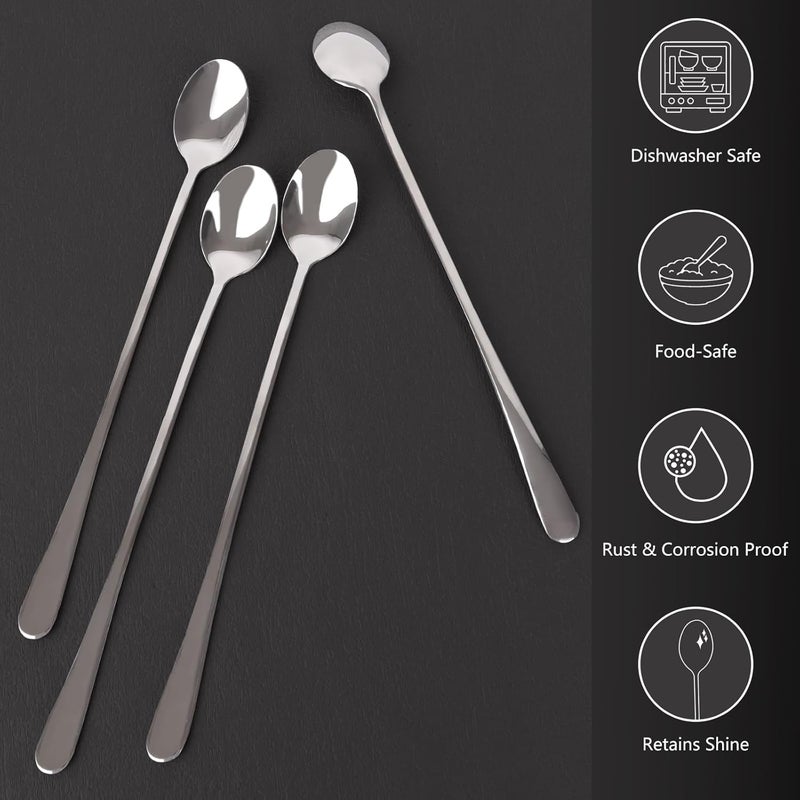 KTOJOY 4 Pcs Stainless Steel Cocktail Stirring Spoons 9 inch Coffee Stirrers Ice Tea Spoon Stainless Steel Cocktail Stirring Spoons - Image 3