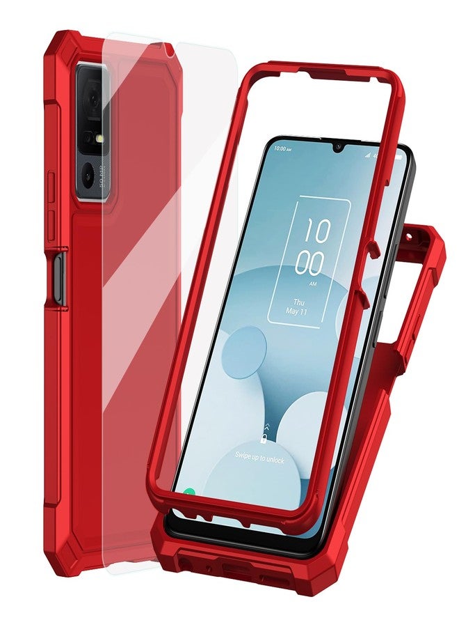 Ailiber جراب هاتف Ailiber لهاتف Jitterbug Smart 4، جراب TCL 505 مع واقي شاشة، حماية مزدوجة الطبقات، مصد TPU مقاوم للصدمات في الزوايا، غطاء سيليكون نحيف ومتين - أحمر - Image 1